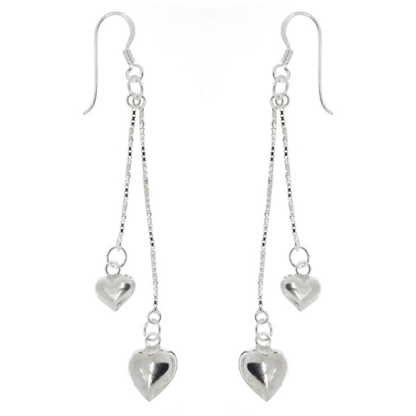 925 sterling silver earrings with heart pendants and fine chains