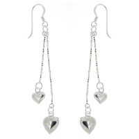 925 sterling silver earrings with heart pendants and fine...