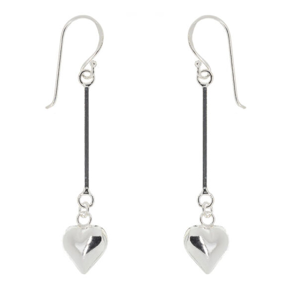 925 Sterling Silber - Ohrschmuck - Ohrhänger mit Silberstab und Herzanhänger