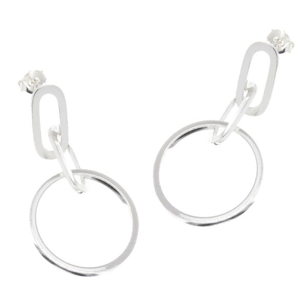 925 Sterling Silber - Ohrschmuck - ovaler Ohrstecker mit Hängeelementen