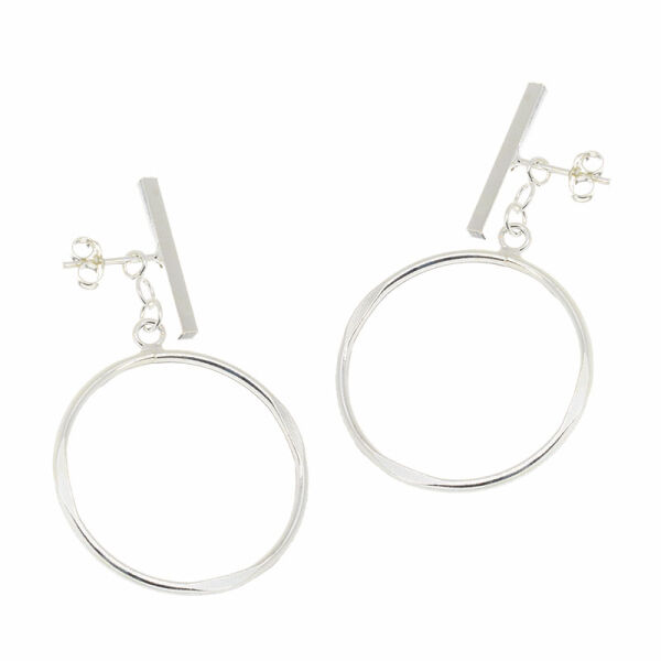 925 Sterling Silber - Ohrschmuck - 2-teiliger Ohrstecker mit rundem Hängeelement