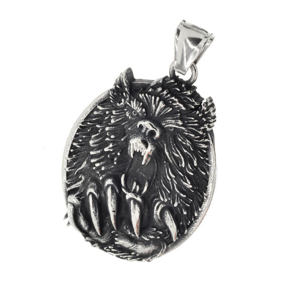 Edelstahlanhänger - Wikingeramulett Mit Wolf Fenris