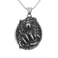 Edelstahlanhänger - Wikingeramulett Mit Wolf Fenris