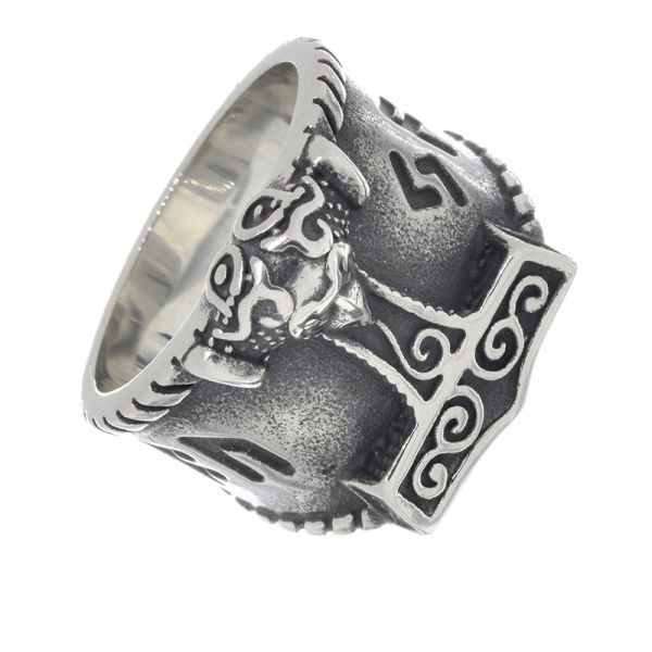 Stainless Steel Ring - Thors Hammer with Runes