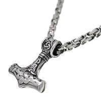 Stainless steel chain with stainless steel Thors hammer pendant - Polished