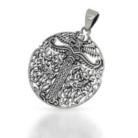 Irminsul-Amulett mit Rankenrelief aus 925er Silber, 34 mm
