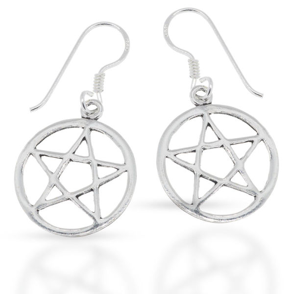 925 Sterling Silberohrhänger - Pentagramm - 15 mm