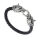 Lederarmband geflochten schwarz mit Edelstahl - Wolfskopf