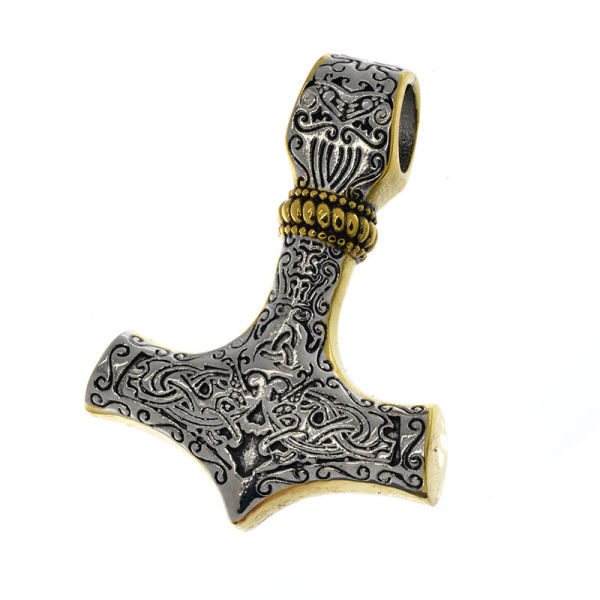 Stainless steel pendant - Thors hammer "Florje" Bicolor 45 mm