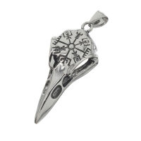 Stainless steel pendant - raven skull with helmet of Awe