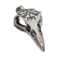 Stainless steel pendant - raven skull with helmet of Awe