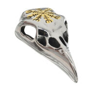 Edelstahlanhänger - Rabenschädel mit Helm der Awe Bicolour