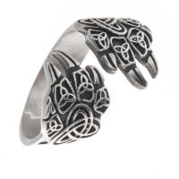 Stainless Steel Ring - Wolf Claw with Triquetra
