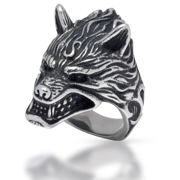 Edelstahlring - Wolfkopf von Fenrir 63 (20,1 Ø) 10 US