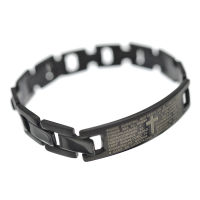 Edelstahlarmband mit Padre Nuestro PVD-Schwarz