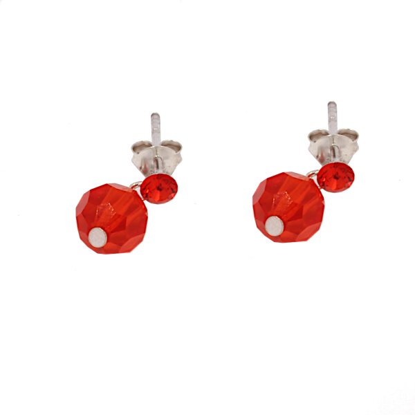 Ohrstecker 925er Sterling Silber- Cubik Zirkonia Hellrot
