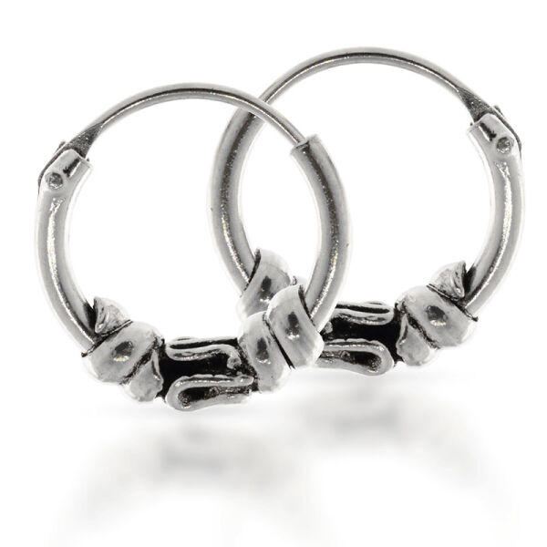 925 sterling silver Bali hoop earrings “Bemer” 10mm