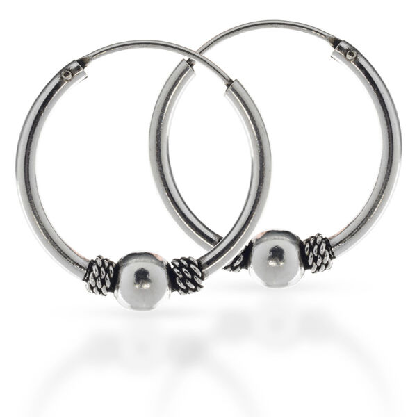 Bali-Creolen aus 925er Silber – Kugel und Flechtstruktur, 14 mm (Paar)