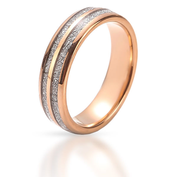 Wolframring - PVD-Gold mit zwei Silberstreifen - 57 (18,1 Ø) 8 US