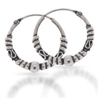 Bali Hoop Earrings in 925 Sterling Silver – Bead,...