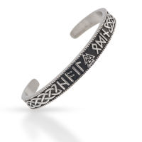 Stainless steel bangle with Celtic runes and valknut
