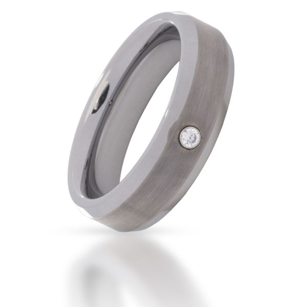 Wolframring - poliert mit Stein 2,5mm 52 (16,6 Ø) 6,1 US
