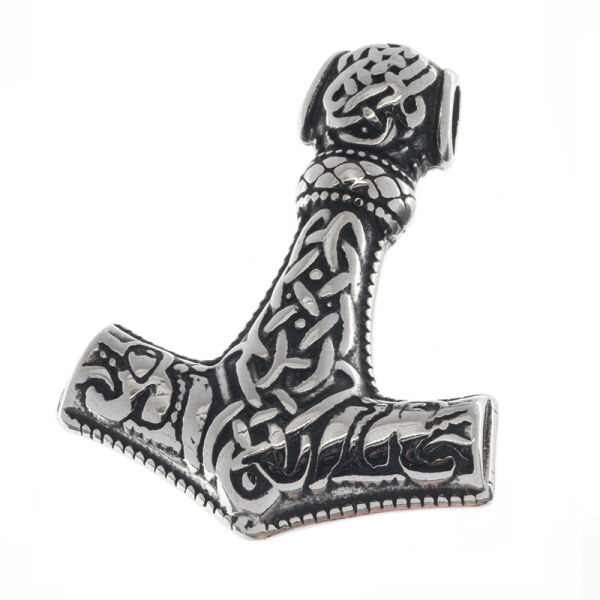 Stainless Steel Pendant – Iorlo Thor’s Hammer with Interwoven Knot Band