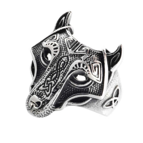 Edelstahlring - Maske Wolf 58 (18,4 Ø) 8,4 US