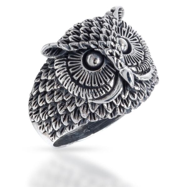 925 Sterling Silberring - Waldeule 66 (21,0 Ø) 11,4 US