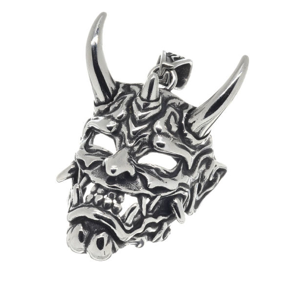 Edelstahlanhänger - Yokai Maske - Stahl - 45 mm