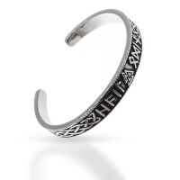 Stainless steel Bangle - Valknut with Runes