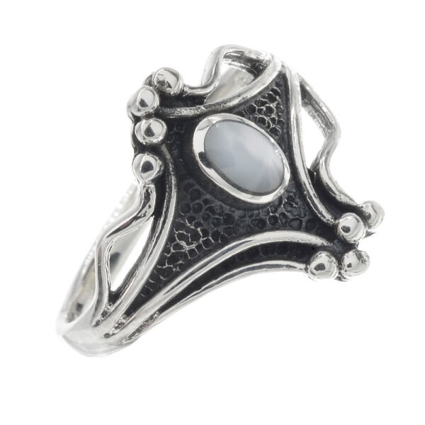 925 Sterling Silver Ring with Real Stones - Perlmutt - 62 (19,7 Ø) 09 US