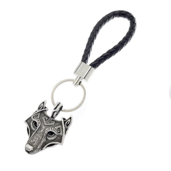 Keychain - stainless steel - skull polished with paracord rope