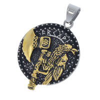 Edelstahlanhänger - Rabe Mit Axt Pvd Gold