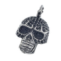 Stainless steel pendant - skulls with rhinestones Black -...