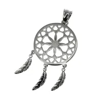 Stainless Steel Pendant - Dreamcatcher with three Feathers