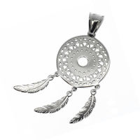 Stainless steel pendant - dream catcher with three feathers