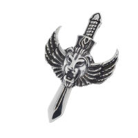 Stainless steel pendant - sword with winged lion head