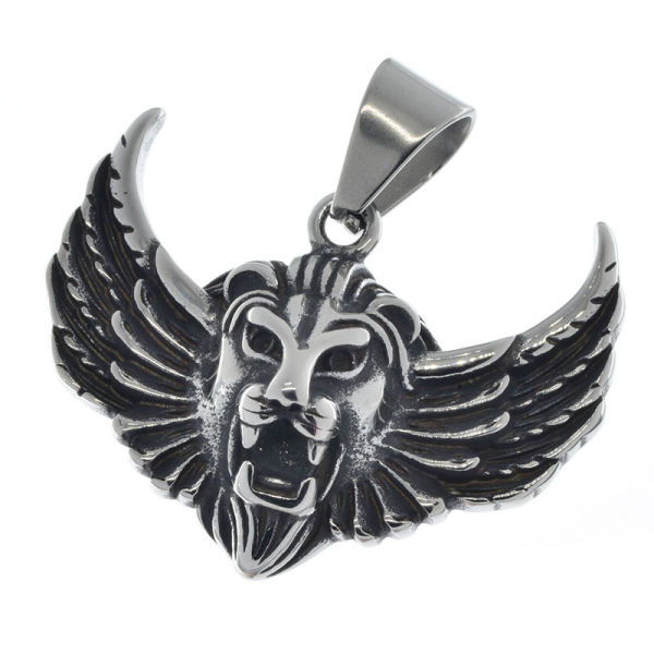 Stainless steel pendant - Winged lion head
