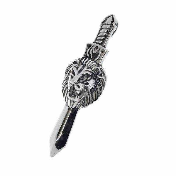 Stainless steel pendant - sword with lion head