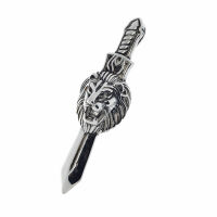Stainless steel pendant - sword with lion head