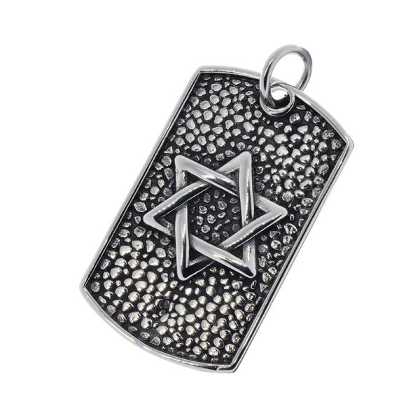 Stainless steel pendant - dogtag with star of david