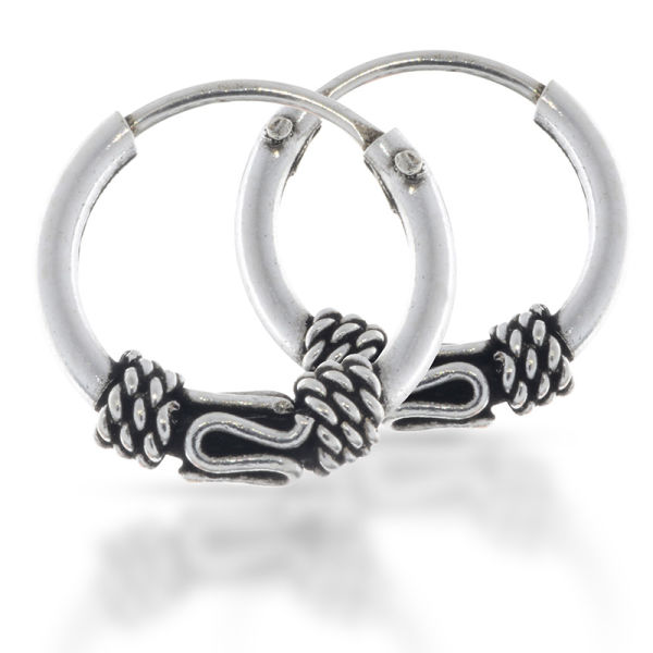 925 Sterling Silver Bali Creoles - "Bumila" 14mm