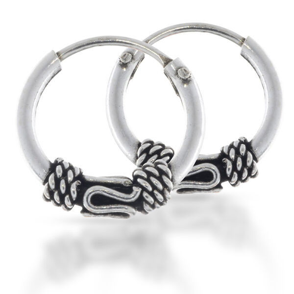 Bali-Creolen „Bumila“ aus 925er Silber – Wellenmotiv und Flechtstruktur, Modell 2890 (Paar)