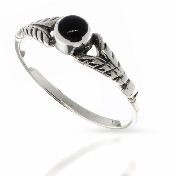 925 Sterling Silberring - "Ivy" Onyx 53