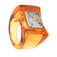 Acrylring mit 925 Sterling Silber und Zirkonia Orange 52 (16,6 Ø) 6,1 US
