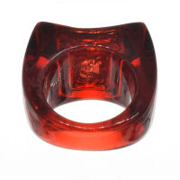 Acrylring mit 925 Sterling Silber und Zirkonia Rot 56 (17,8 Ø) 7,6 US