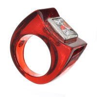 Acrylring mit 925 Sterling Silber und Zirkonia Rot 52 (16,6 Ø) 6,1 US
