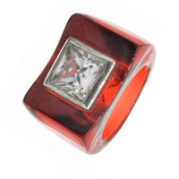 Acrylring mit 925 Sterling Silber und Zirkonia Rot 52 (16,6 Ø) 6,1 US