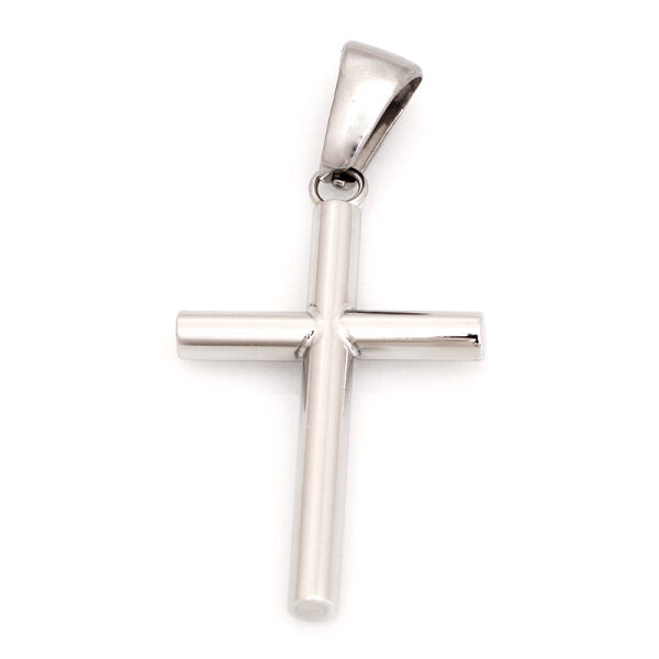Stainless Steel Pendant – Fine Rose-Coloured Cross